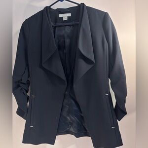 H&M Navy Blue Blazer Long Sleeve Regular Size US 2 Lined Blended Fabric